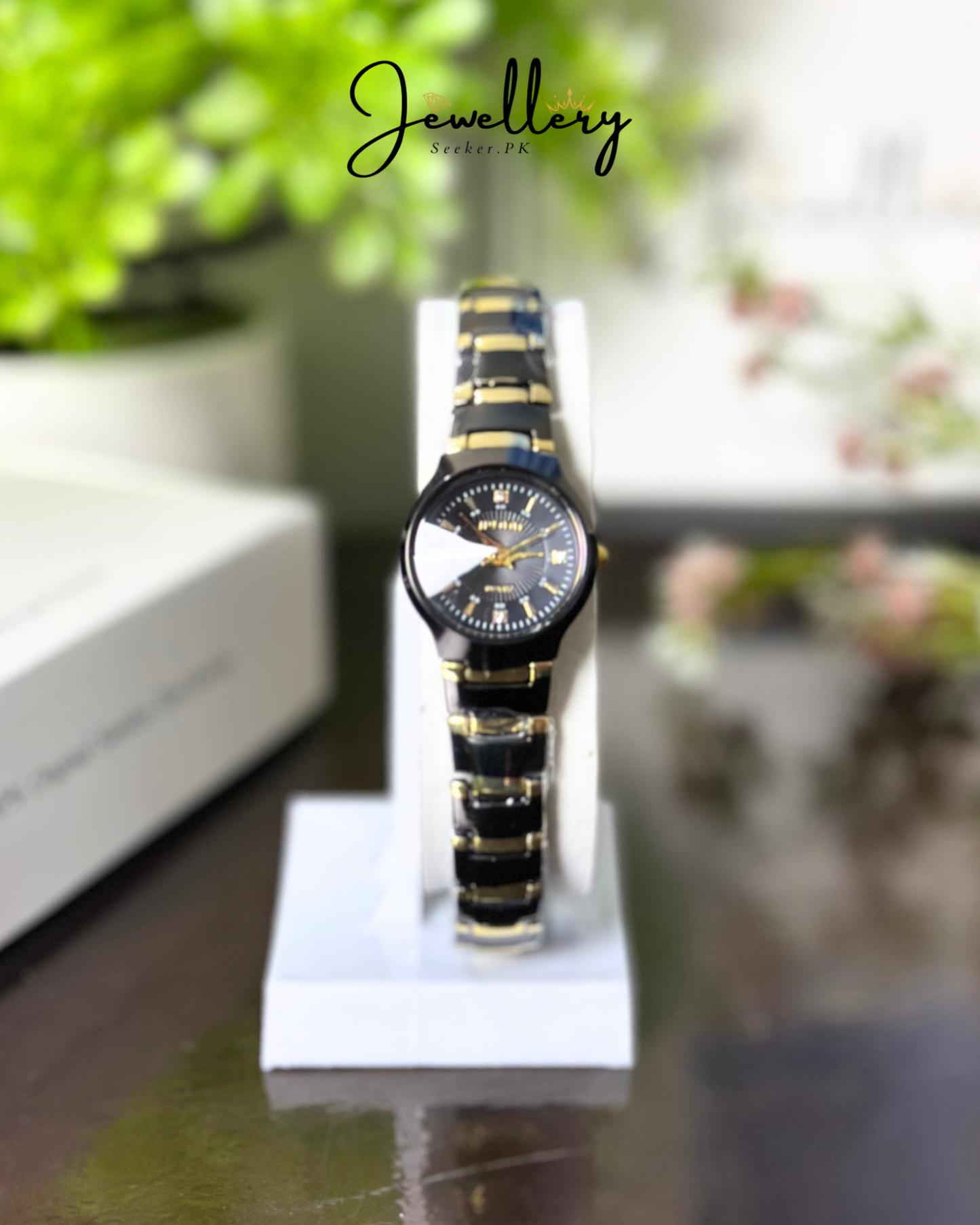 Mini Black-Golden Stone Women Watch
