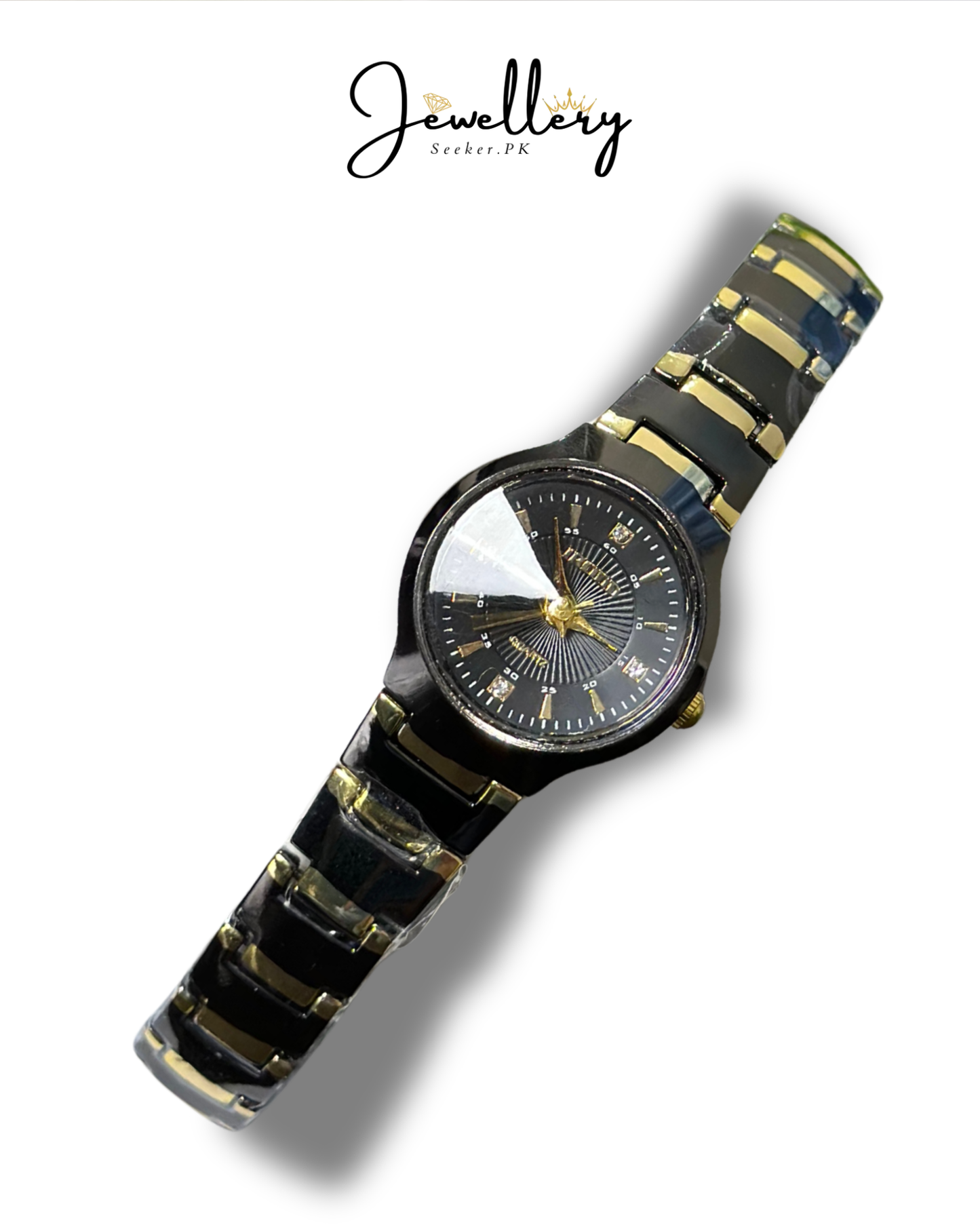 Mini Black-Golden Stone Women Watch