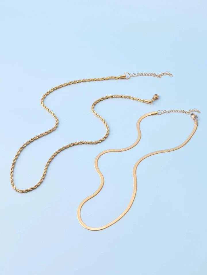 Milas Twisted & Snake Chain Necklace Combo