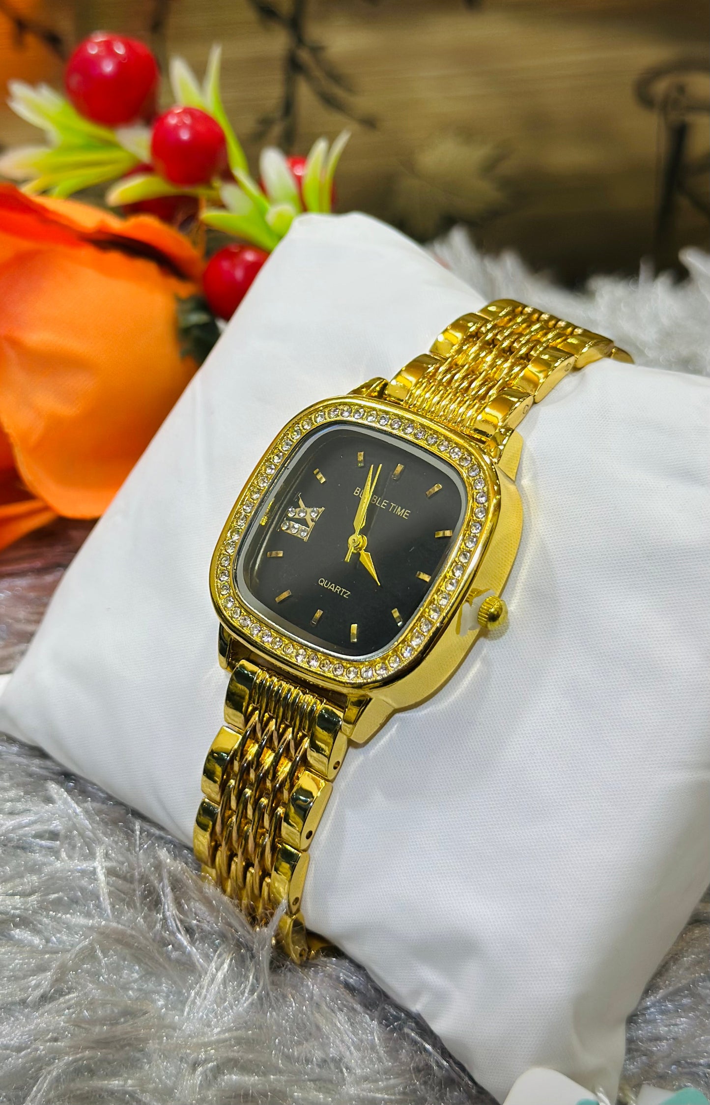 Bubble Time Premium Golden Women Watch