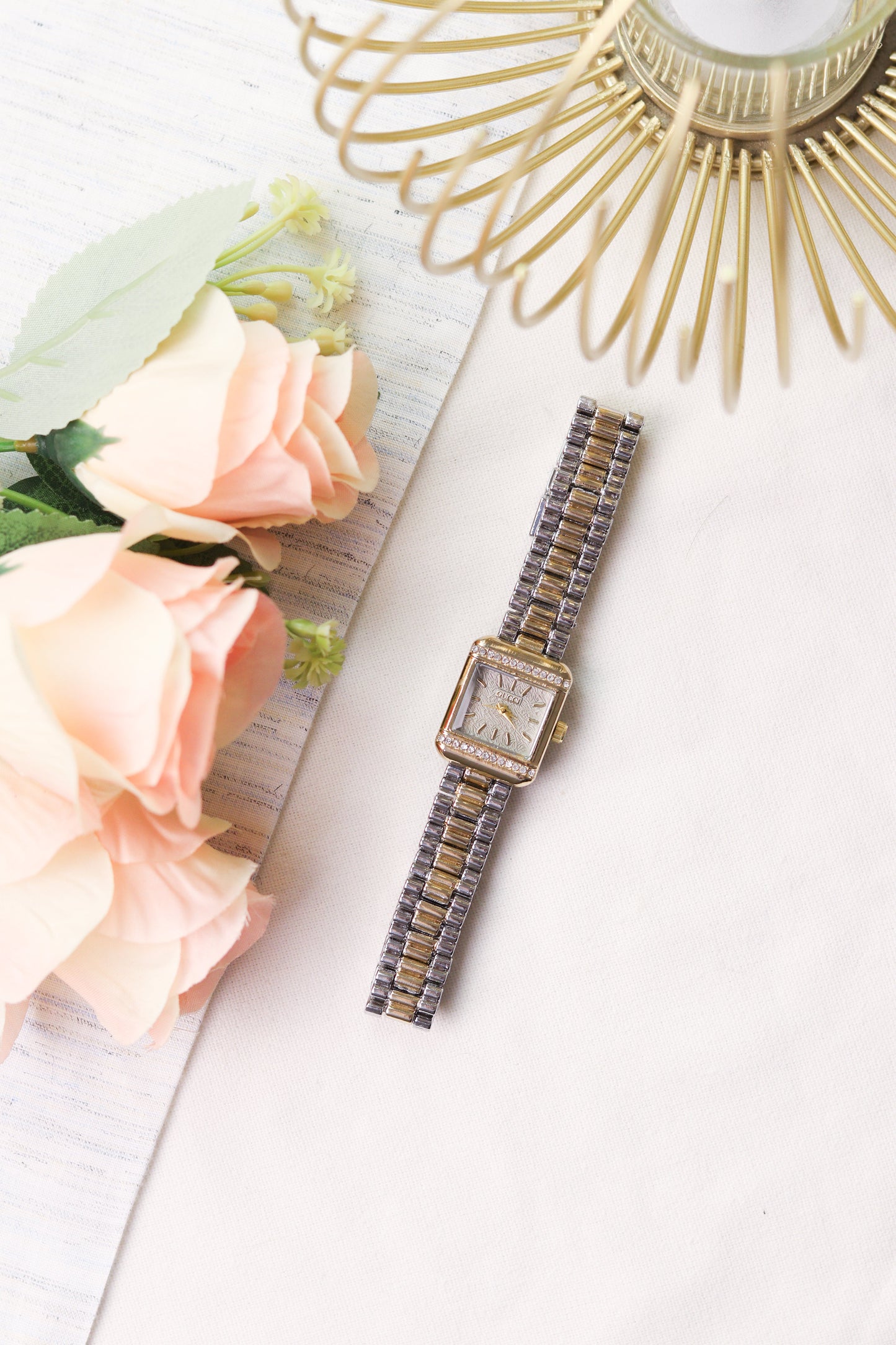 Gucci Rectangular Gleam Women Watch (Two-Tone)