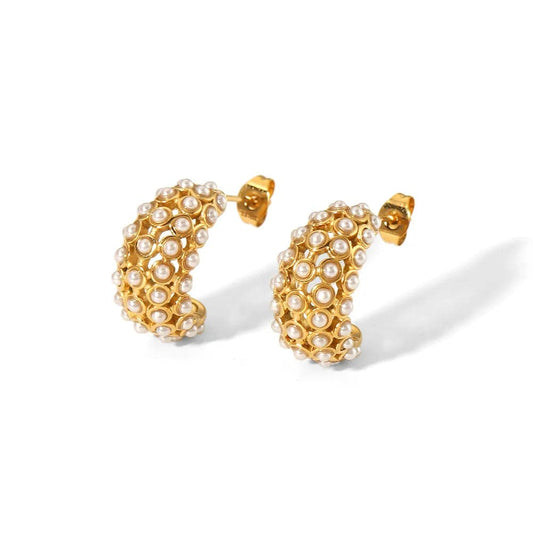 Pearl Studded Huggie