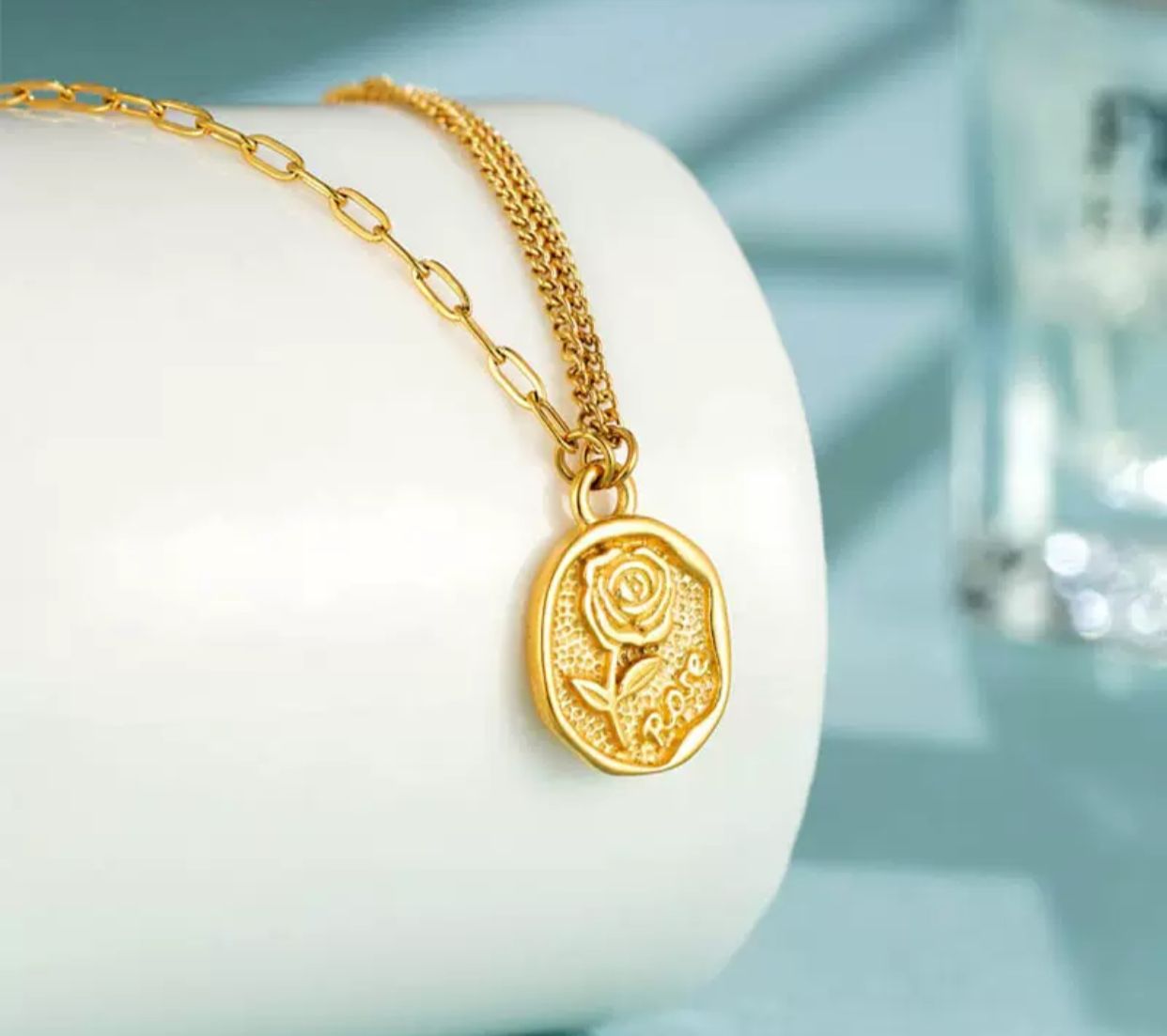 Golden Heart Double Chain Necklace