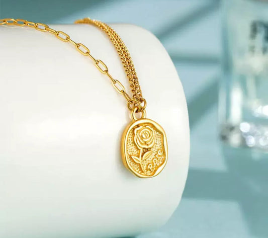 Golden Heart Double Chain Necklace